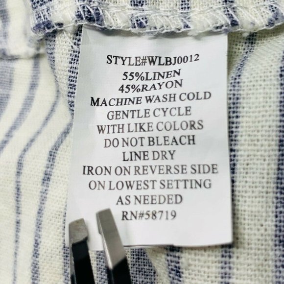 linen blend jacket NY Collection Woman navy blue white mixed stripes 2X women - Picture 7 of 8